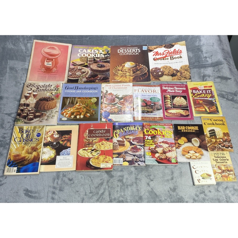 Vintage Dessert Recipe Books Cook Bake Lot of 19 Hershey Pillsbury Tast of Homes